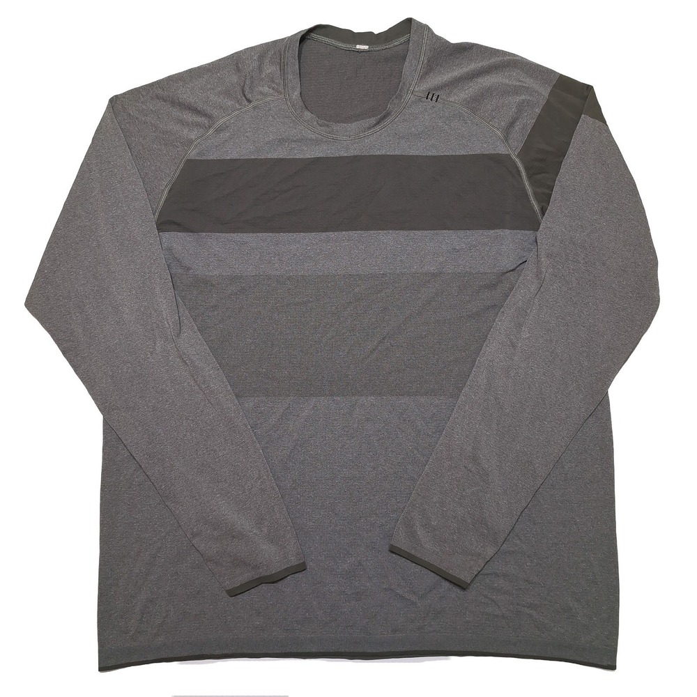 LULULEMON Men's Metal Vent Tech 2.0 Long Sleeve Shirt Green Striped XXL 2XL